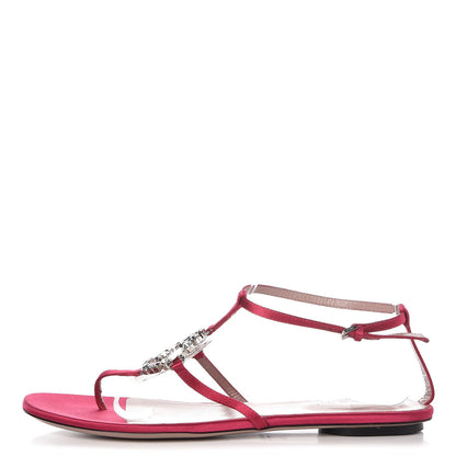 Gucci Satin Crystal GG Thong Sandals 39 Petunia 1 of 9