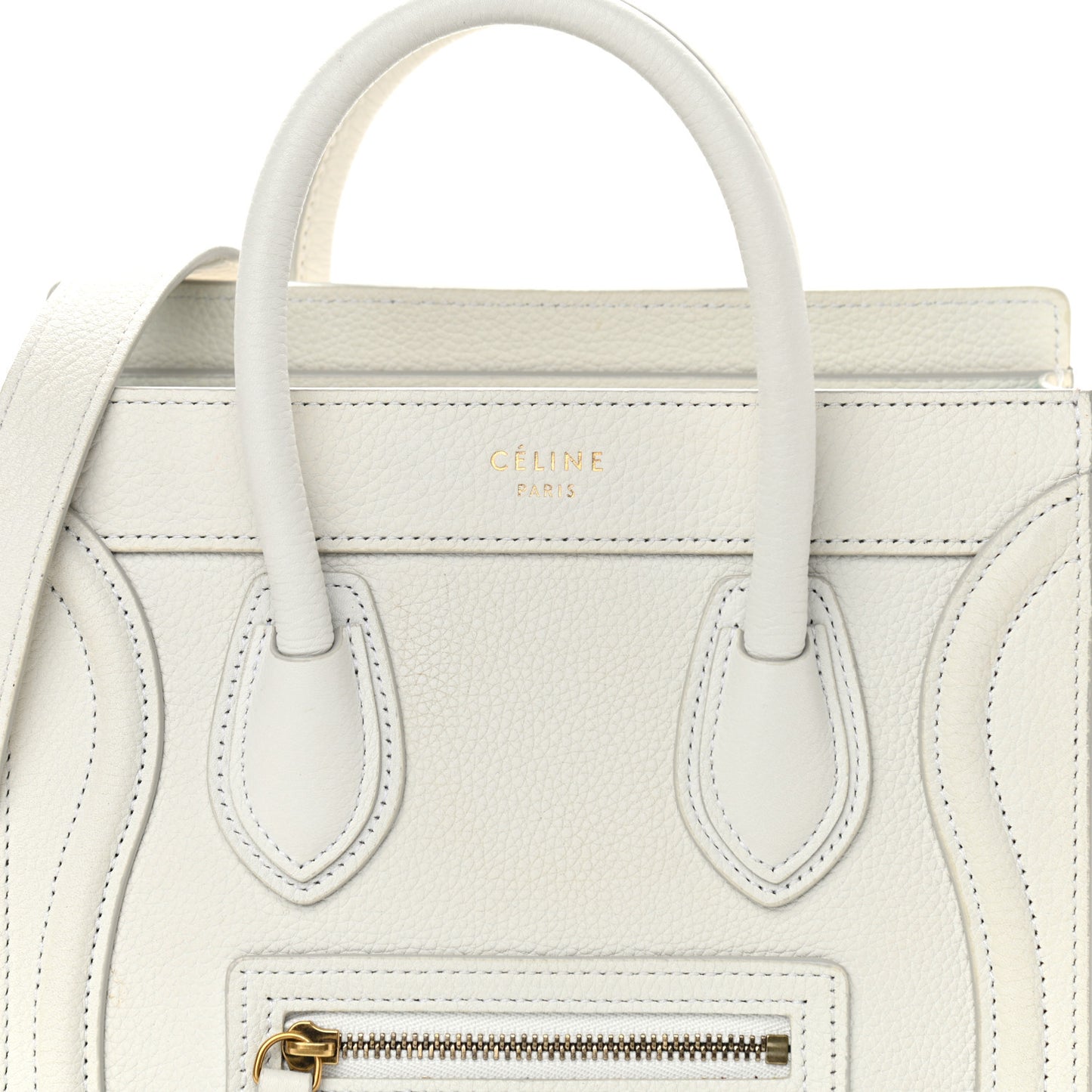 Drummed Calfskin Nano Luggage White