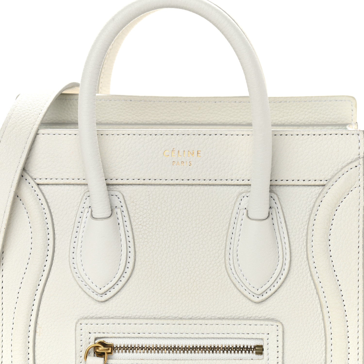 Celine Drummed Calfskin Nano Luggage White 7 of 13