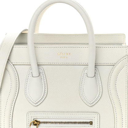 Celine Drummed Calfskin Nano Luggage White 7 of 13