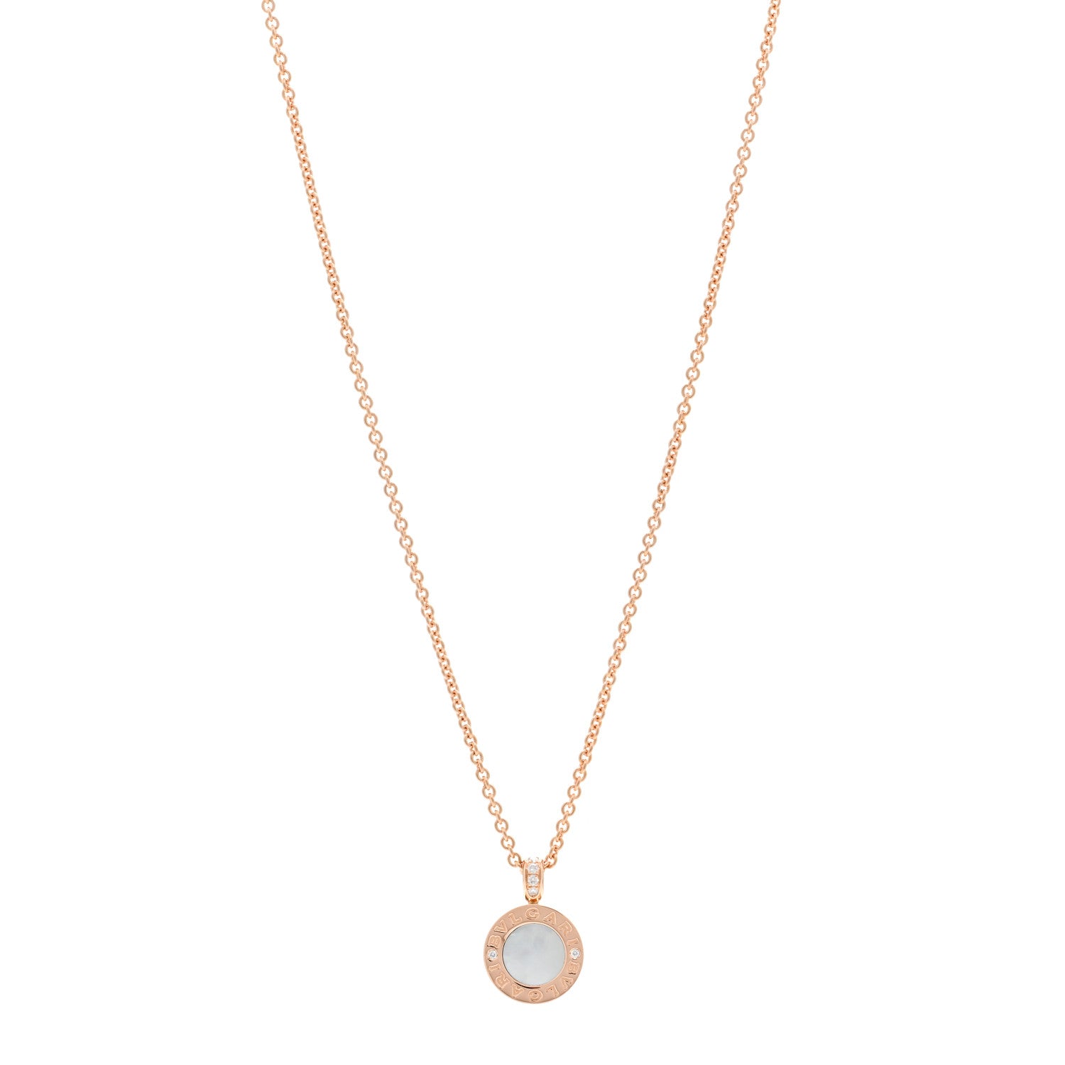 Bulgari 18K Rose Gold Diamond Black Onyx Mother of Pearl BVLGARI BVLGARI Pendant Necklace 1 of 6
