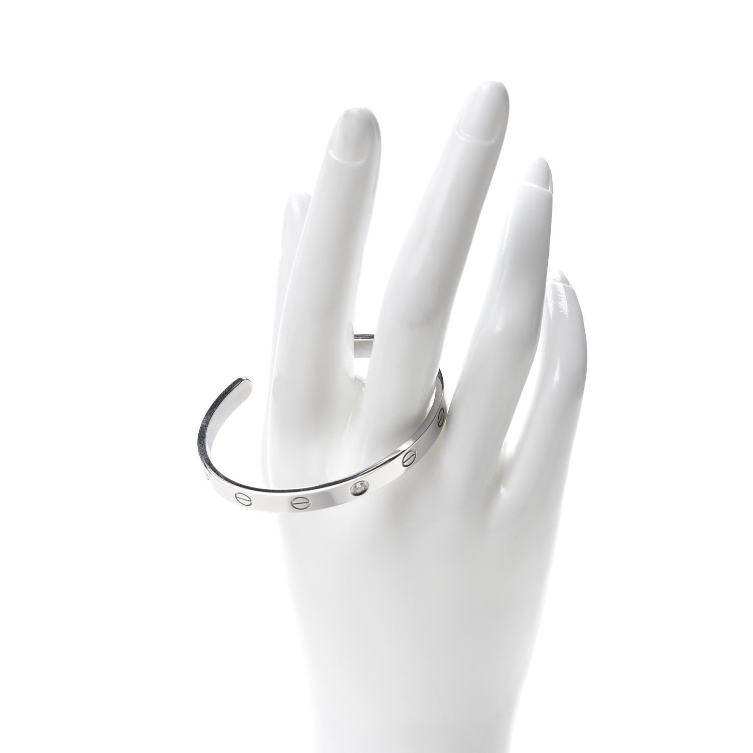 Cartier 18K White Gold 1 Diamond LOVE Cuff Bracelet 16 2 of 5