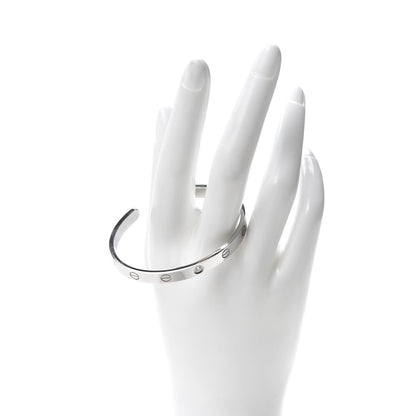 Cartier 18K White Gold 1 Diamond LOVE Cuff Bracelet 16 2 of 5