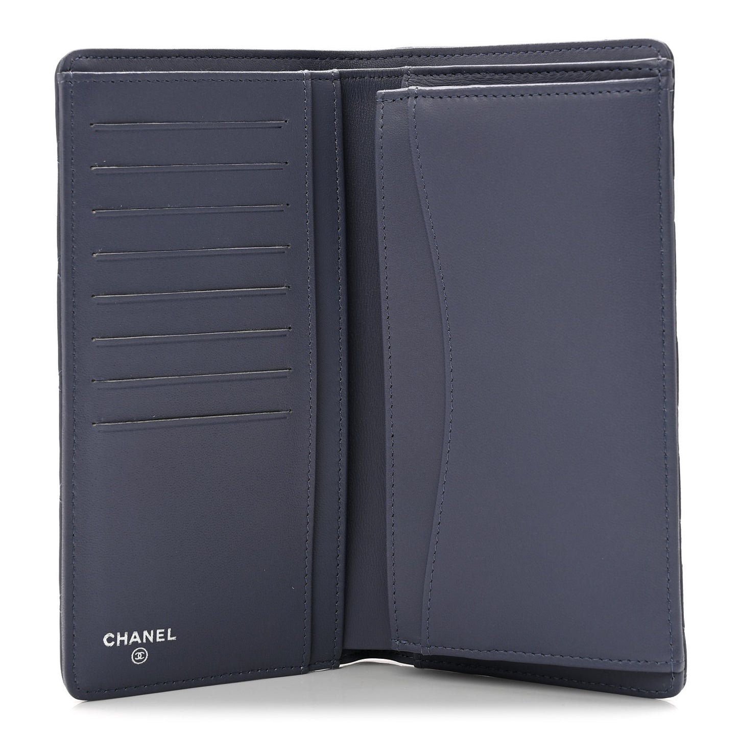 Lambskin Quilted Yen Wallet Blue