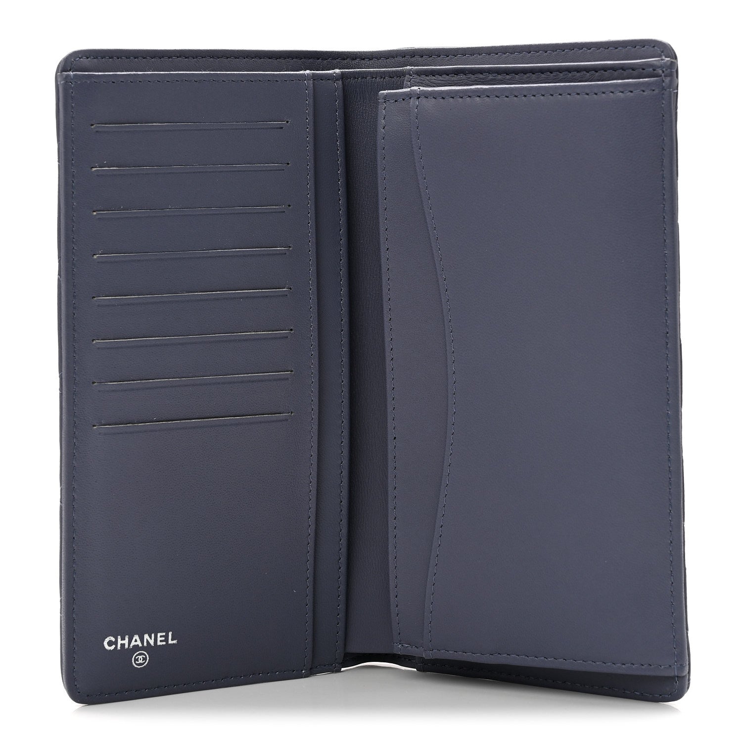 Chanel Lambskin Quilted Yen Wallet Blue 5 of 9