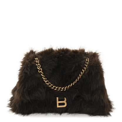 Balenciaga Faux Fur Medium Crush Chain Bag Brown 1 of 9