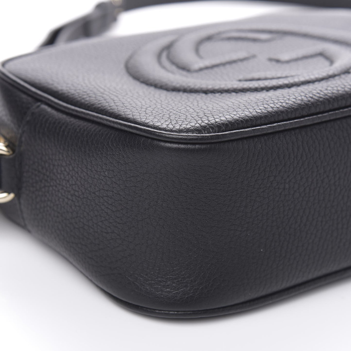 Pebbled Calfskin Small Soho Disco Bag Black