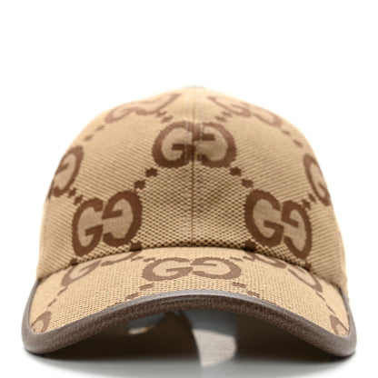 Gucci Monogram Jumbo GG Baseball Hat S 56 Camel Ebony 3 of 13