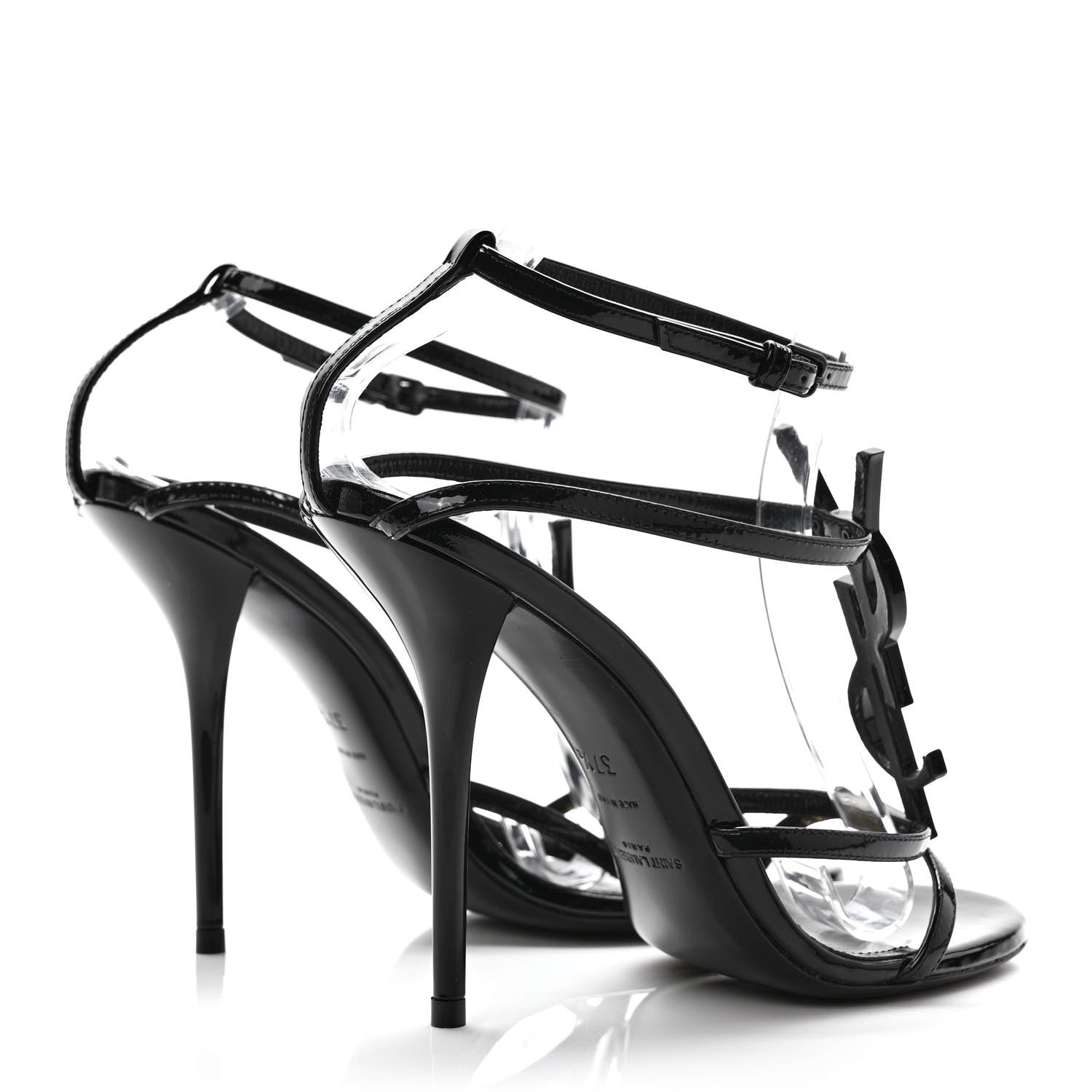 Saint Laurent Patent Cassandra 100 Ankle Strap Sandals 37.5 Black 4 of 7