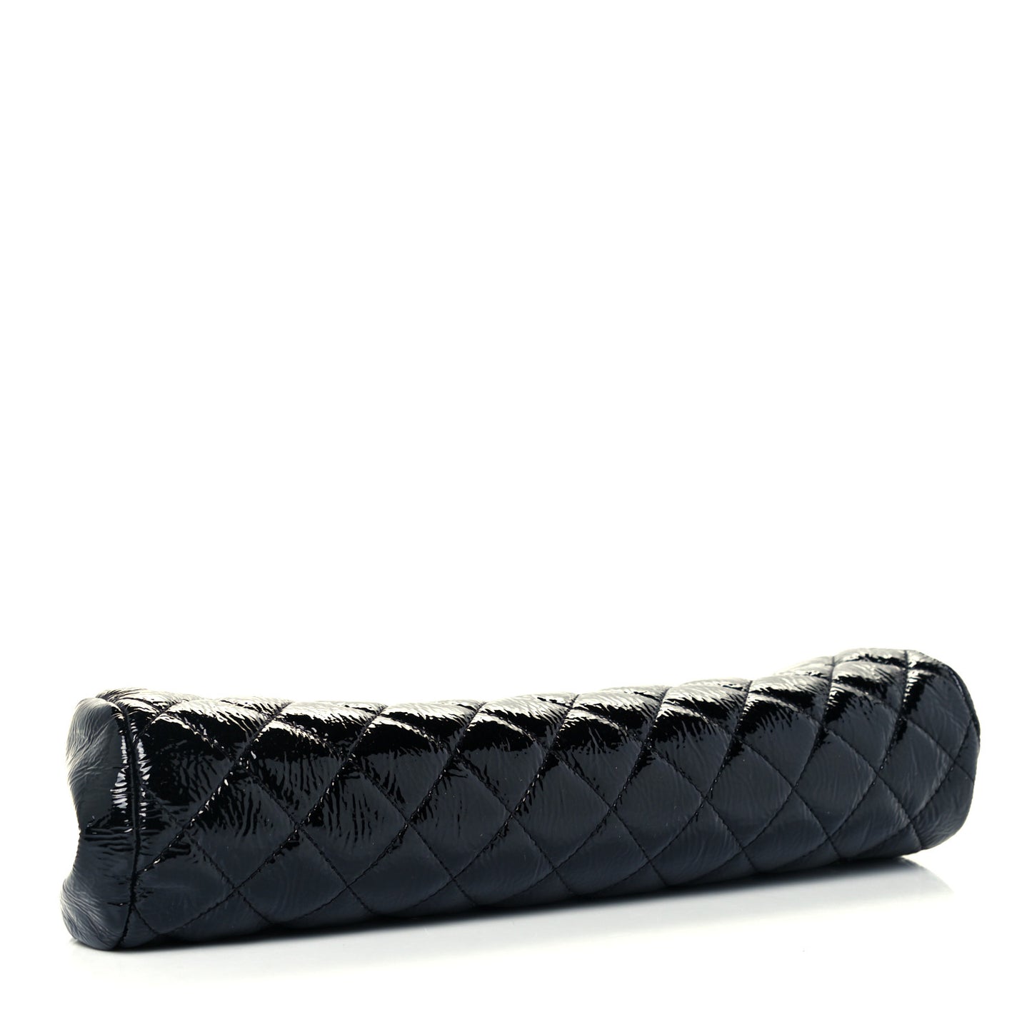 Distressed Patent Quilted Timeless Clutch Black