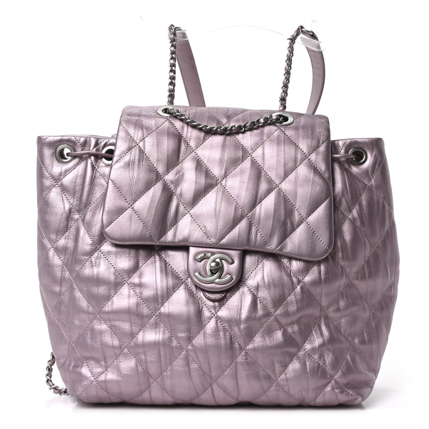 Iridescent Calfskin Quilted Ground Control Backpack Pink