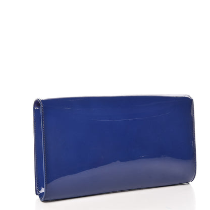 Saint Laurent Patent Calfskin Monogram Large Belle De Jour Clutch Royal Blue 3 of 10