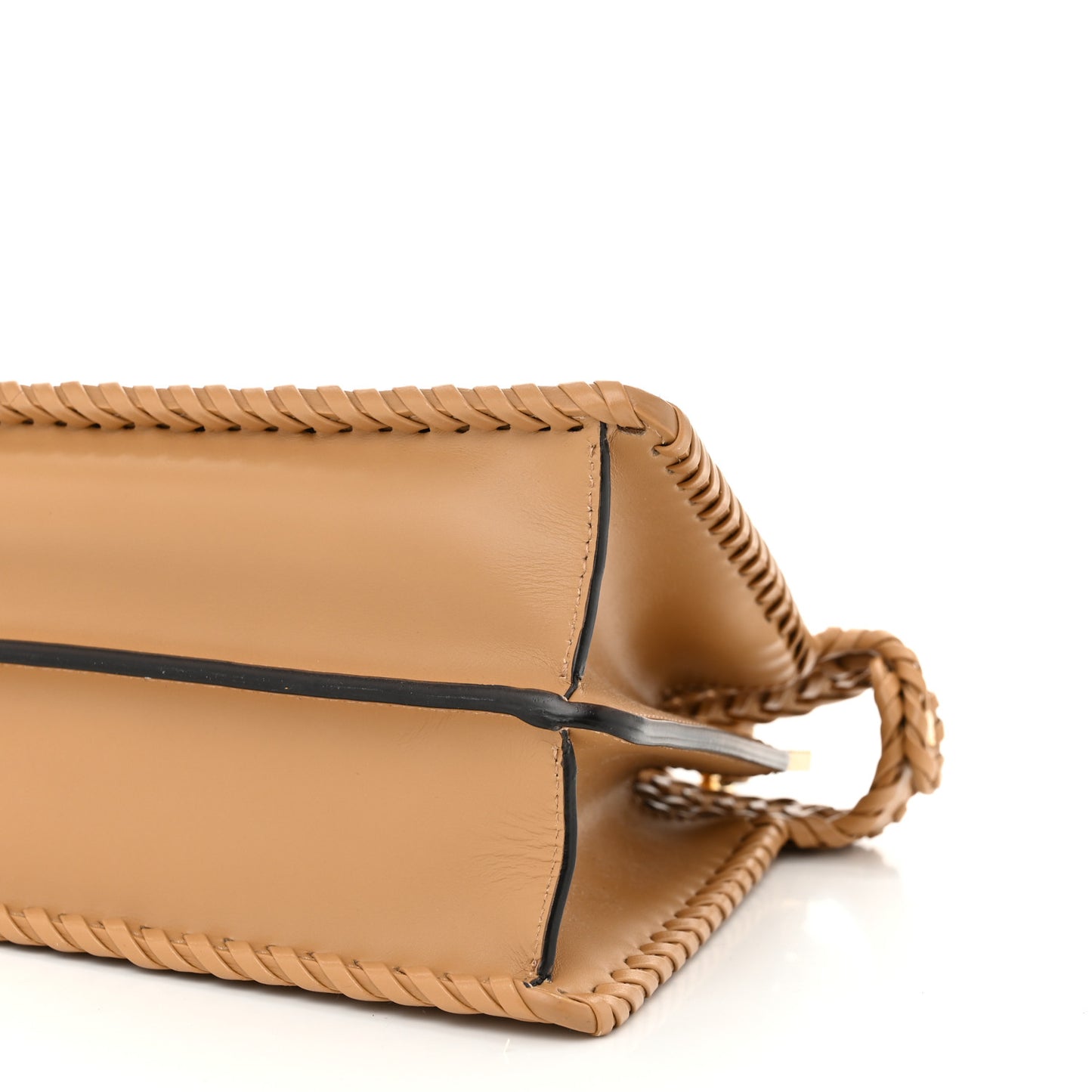Vitello King Shiny Nappa Intreccio Small Peekaboo I SEE U Satchel Miele Scuro