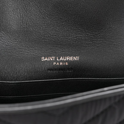 Saint Laurent Calfskin Nylon Matelasse Chevron Small Monogram Envelope Wallet Black 6 of 7