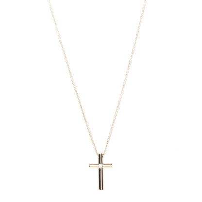 Tiffany 18K Yellow Gold Diamond Cross Pendant Necklace 1 of 4