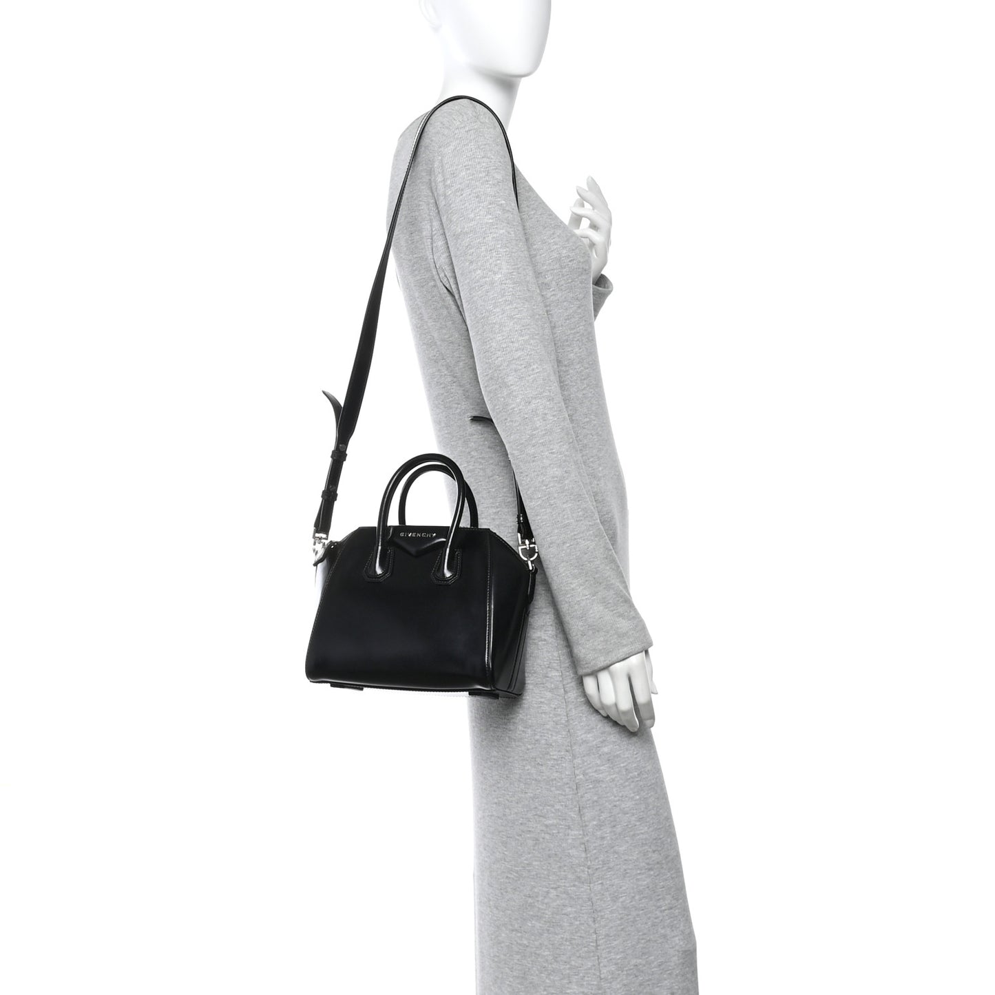 Shiny Lord Calfskin Mini Antigona Black