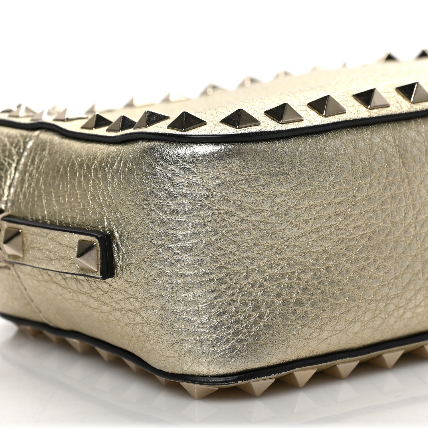 Valentino Garavani Metallic Pebbled Calfskin Rockstud Camera Crossbody Bag Platino 7 of 9