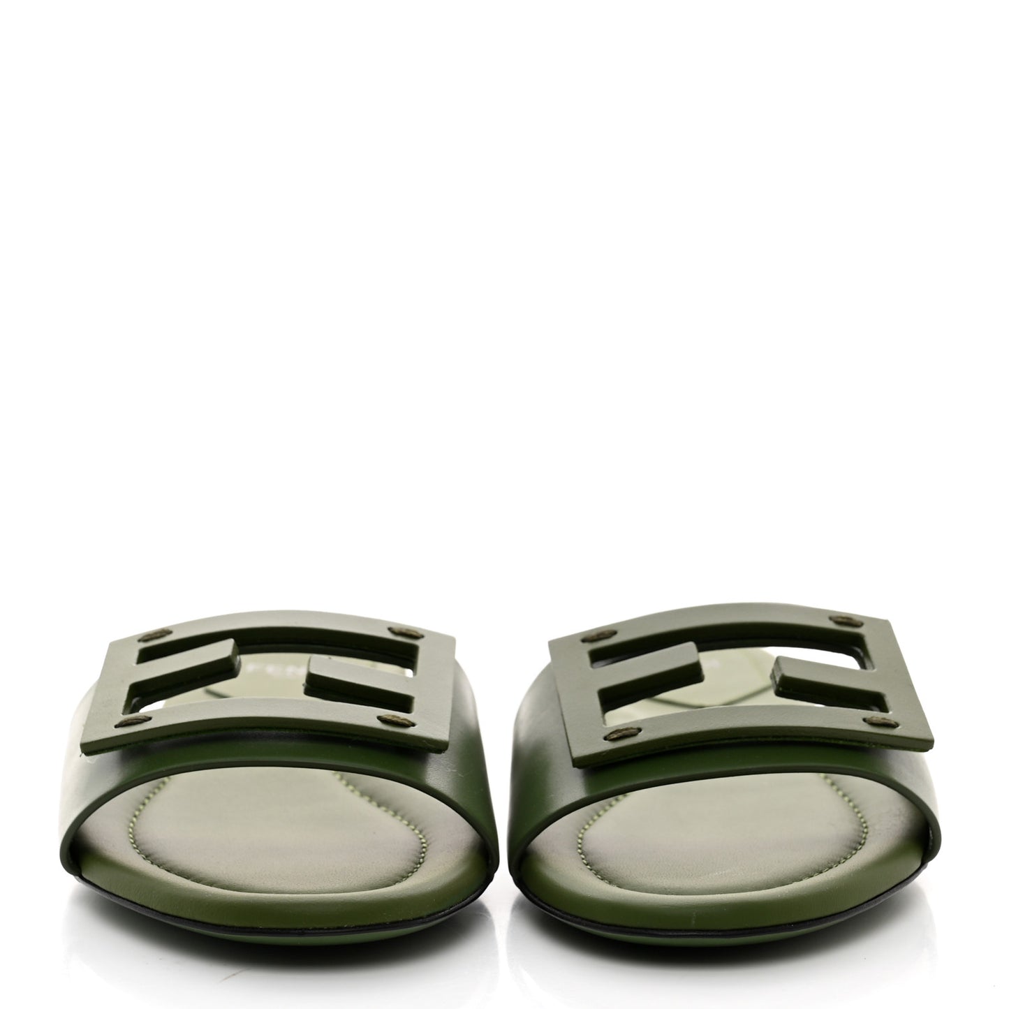 Vitello Cuoio Baguette Flat Slide Sandals 36 Verde