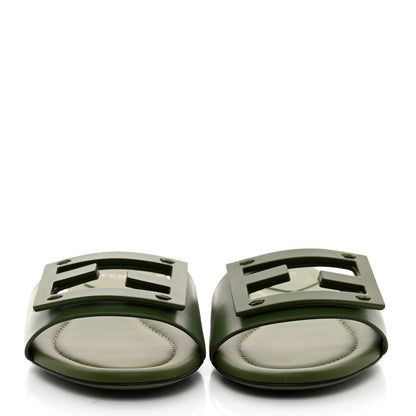 Fendi Vitello Cuoio Baguette Flat Slide Sandals 36 Verde 2 of 8