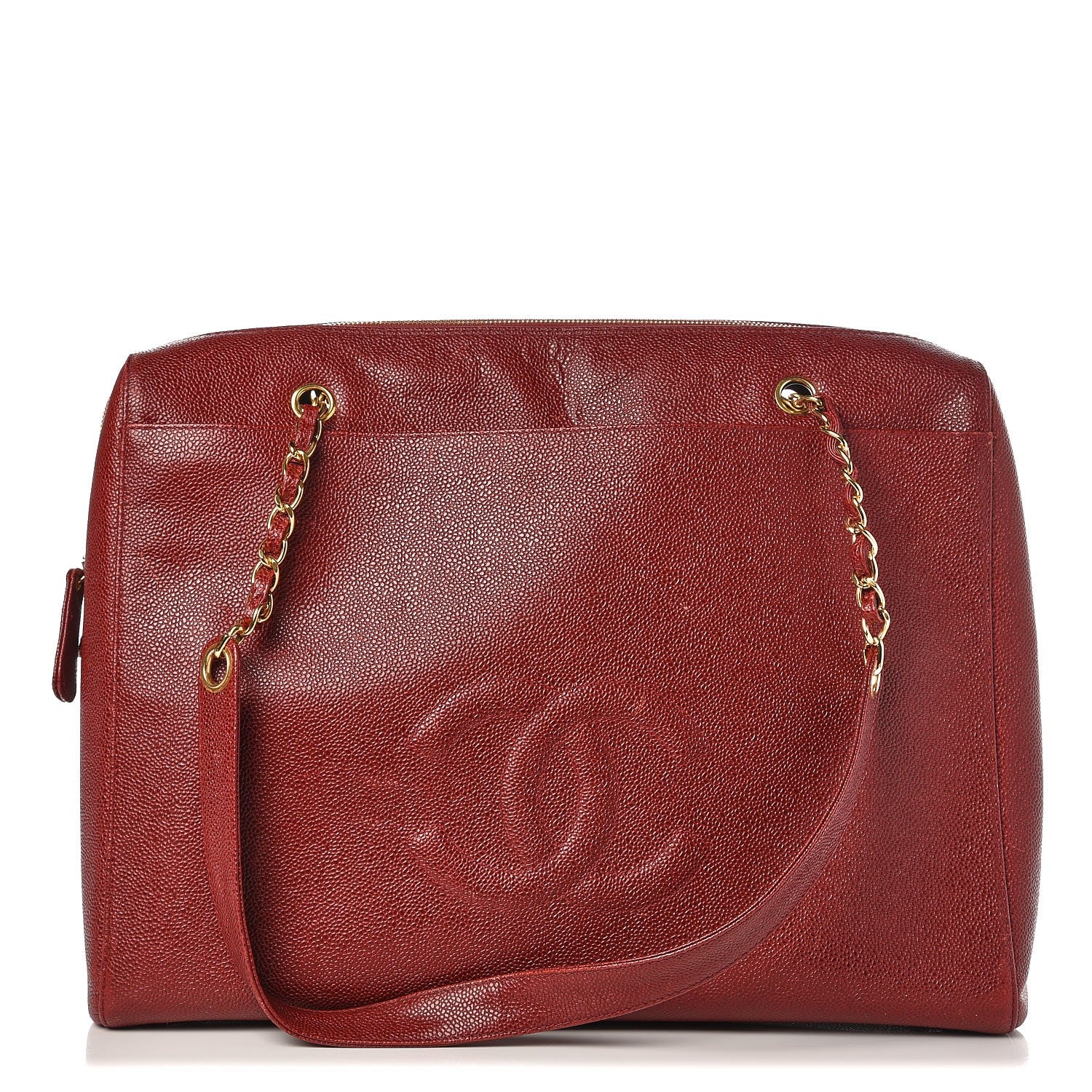 Chanel Caviar Large CC Shoulder Bag Red 1 of 14