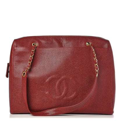 Chanel Caviar Large CC Shoulder Bag Red 1 of 14