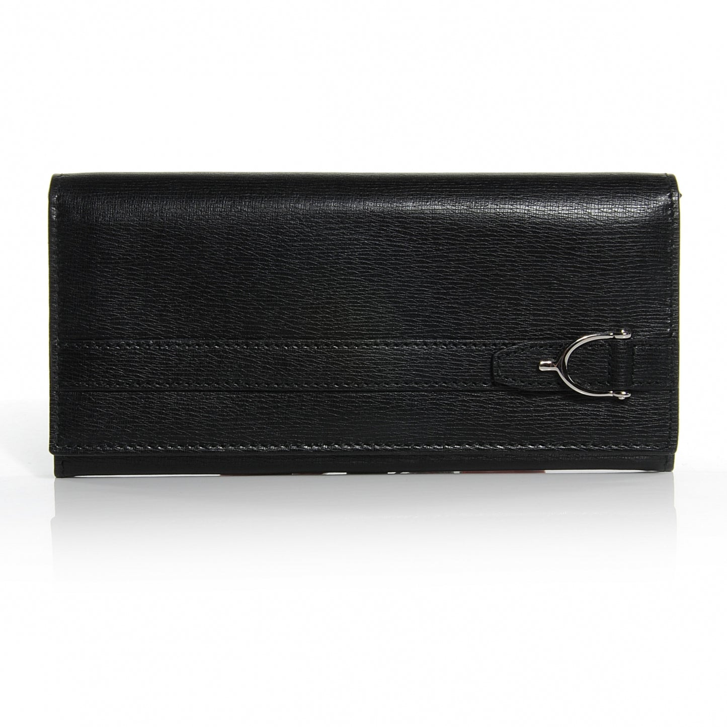 Shangai Calfskin Stirrup Long Wallet Black