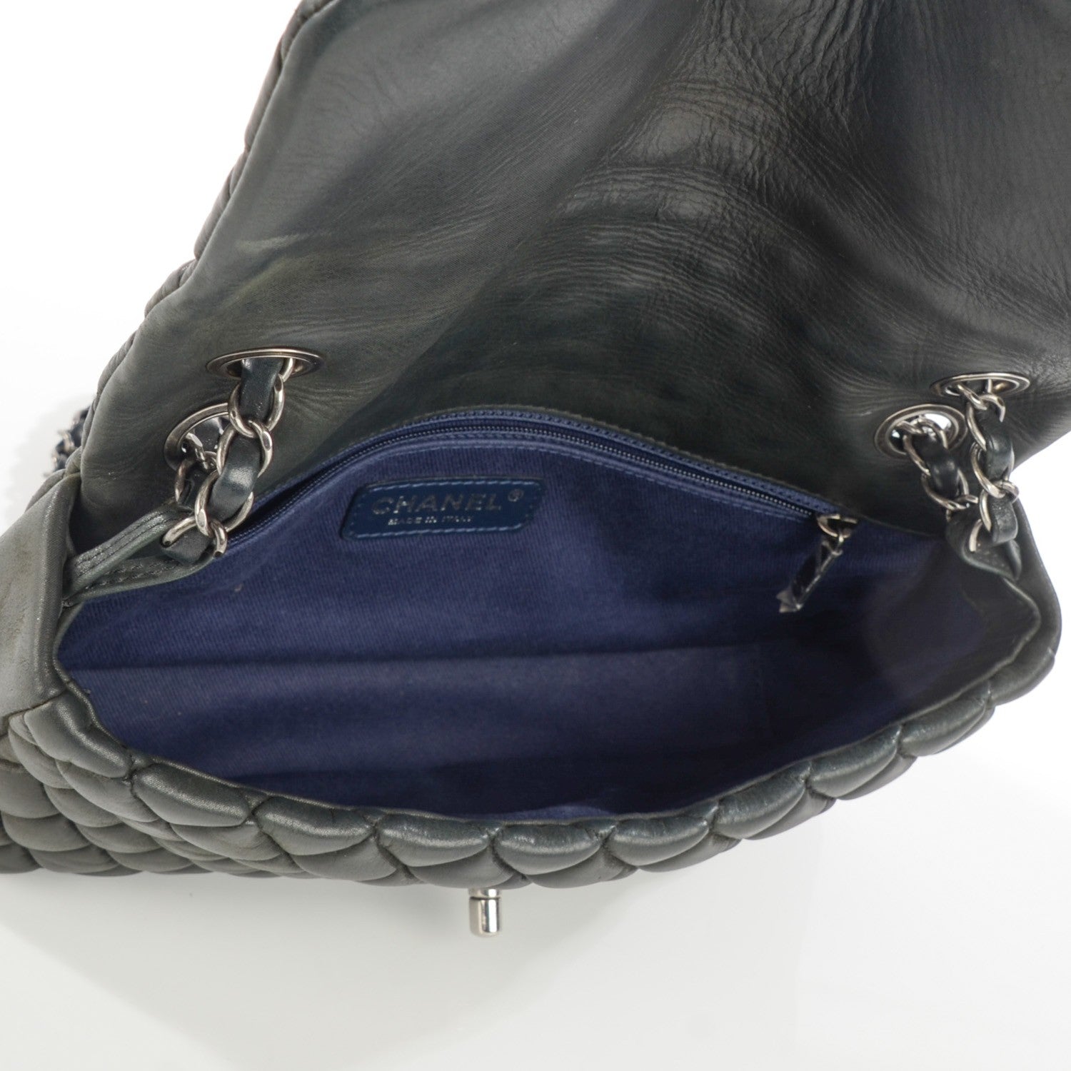 Chanel Iridescent Calfskin Large Bubble Quilt Flap Black 6 of 9