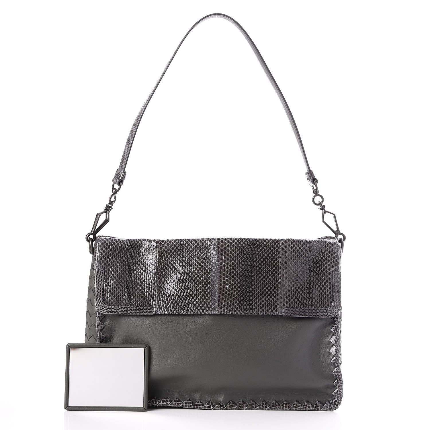 Bottega Veneta Nappa Intrecciato Ayers Shoulder Bag Grey 3 of 8