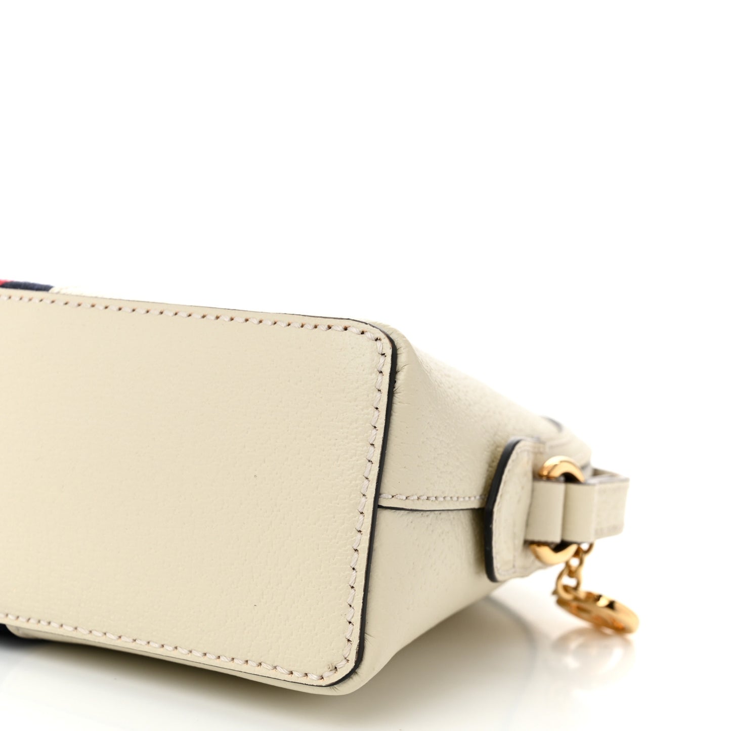 Textured Dollar Calfskin Web Small Ophidia Dome Shoulder Bag Mystic White
