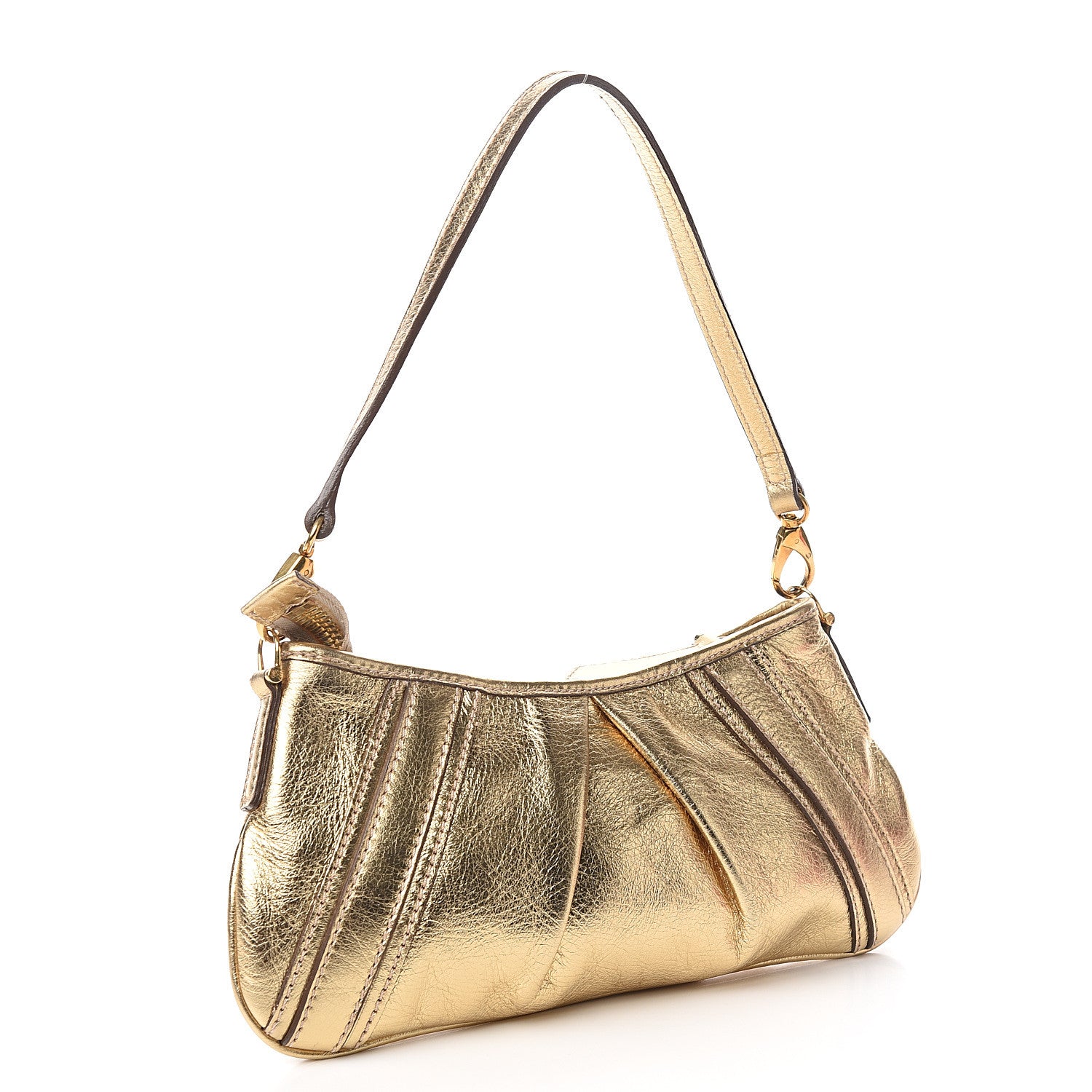 Burberry Metallic Calfskin Shoulder Bag Gold 2 of 10