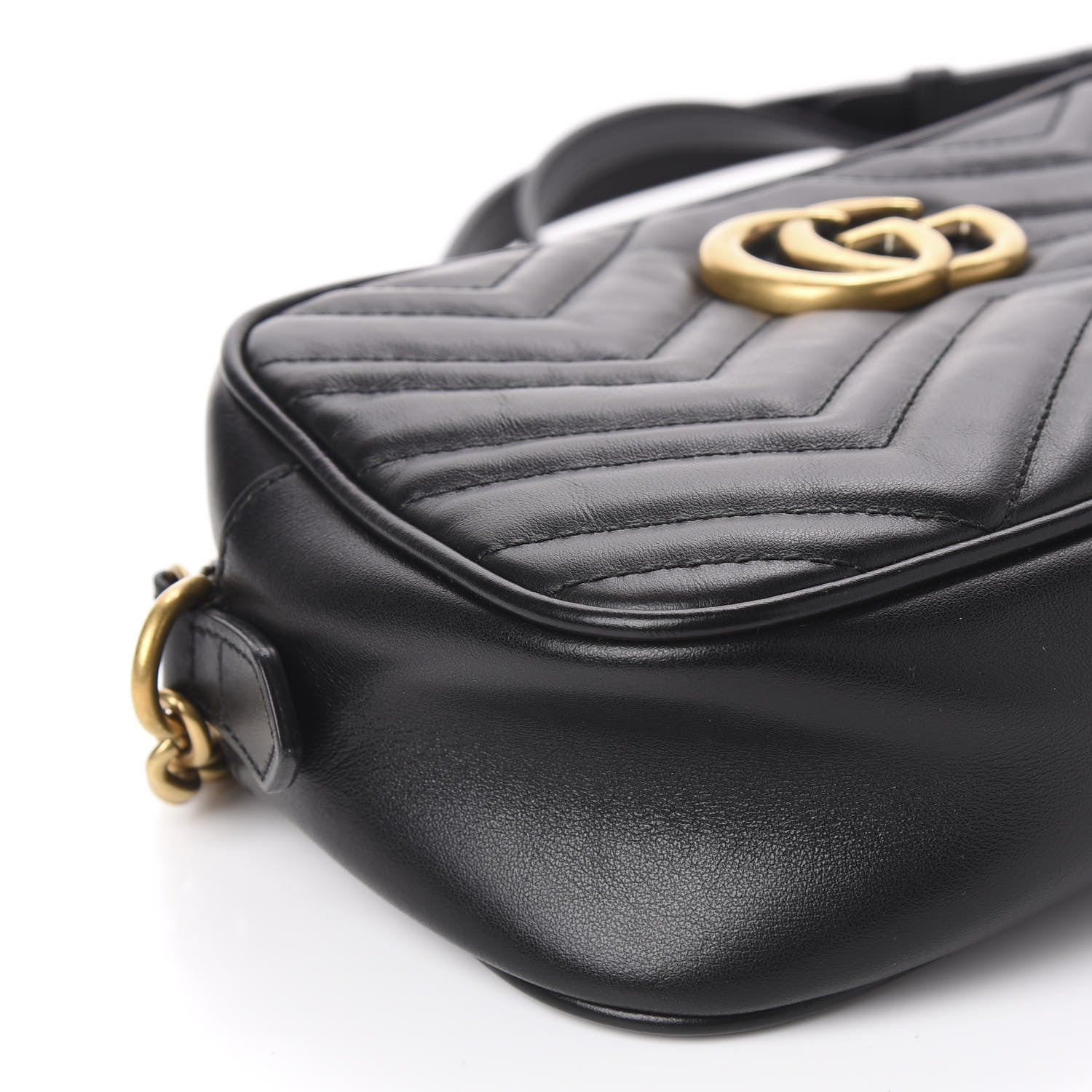 Gucci Calfskin Matelasse Small GG Marmont Chain Shoulder Bag Black 5 of 9