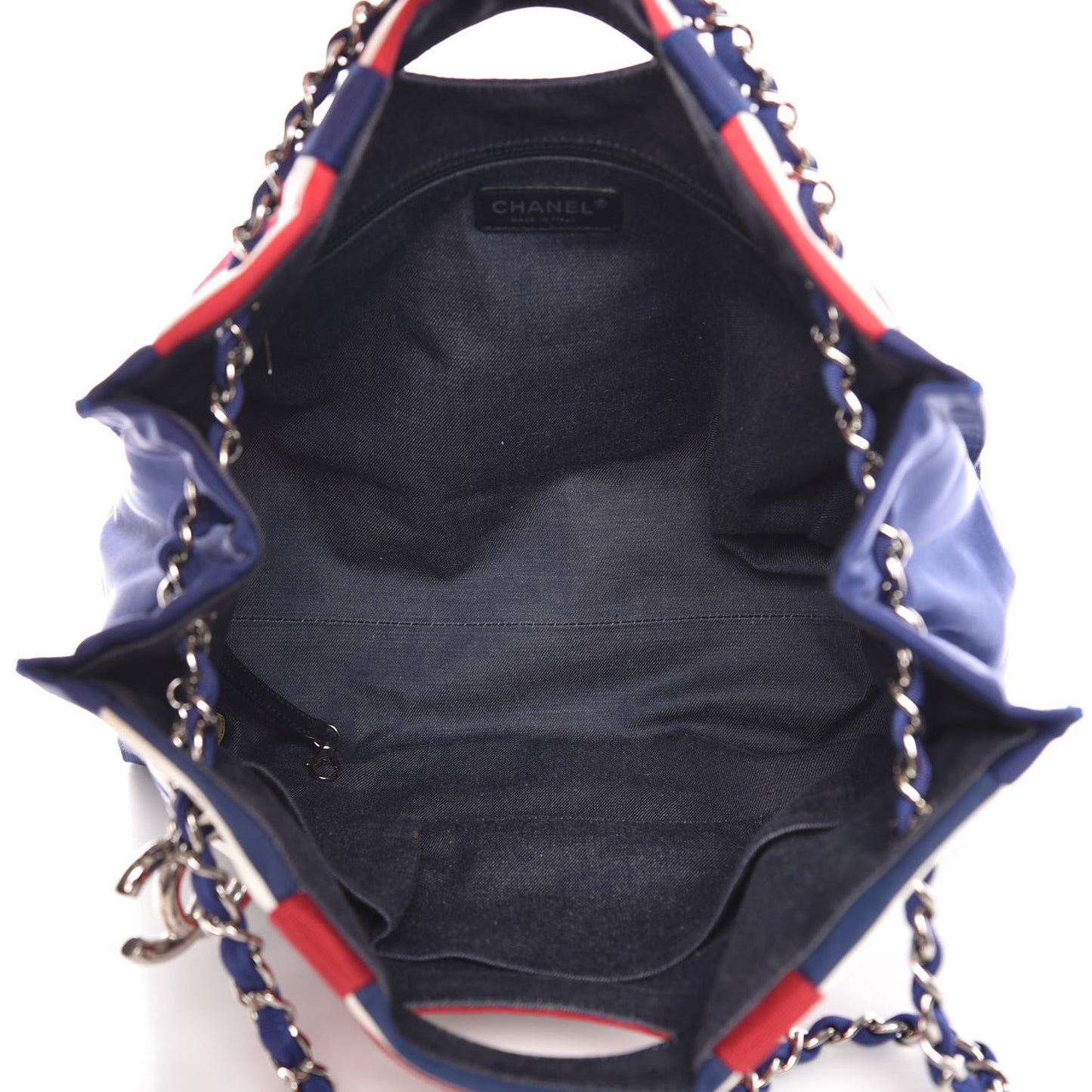 Striped Canvas CC Shopping Tote Blue Red White