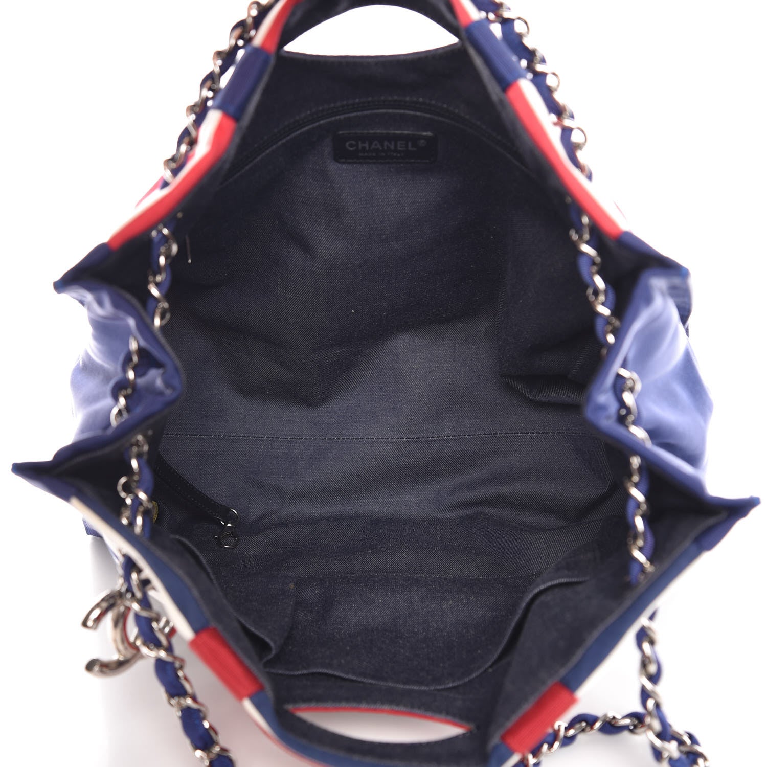 Chanel Striped Canvas CC Shopping Tote Blue Red White 5 of 13