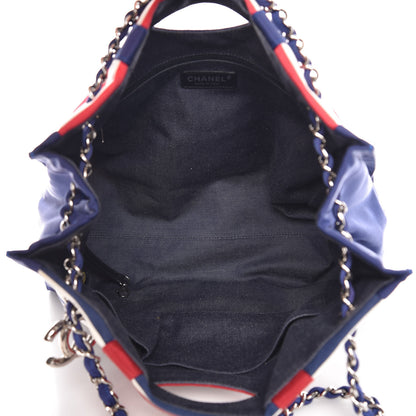 Chanel Striped Canvas CC Shopping Tote Blue Red White 5 of 13