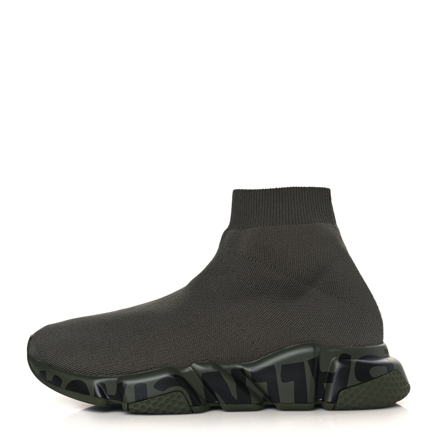 Balenciaga Neoprene Knit Womens Speed Graffiti Sneakers 40 Kaki Black 1 of 8