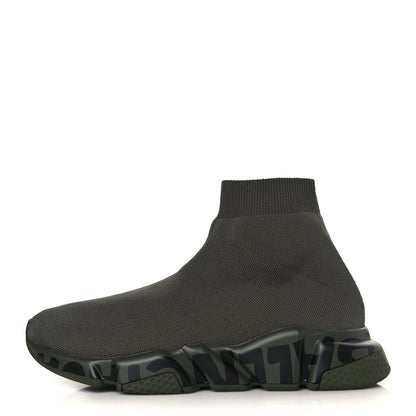 Balenciaga Neoprene Knit Womens Speed Graffiti Sneakers 40 Kaki Black 1 of 8