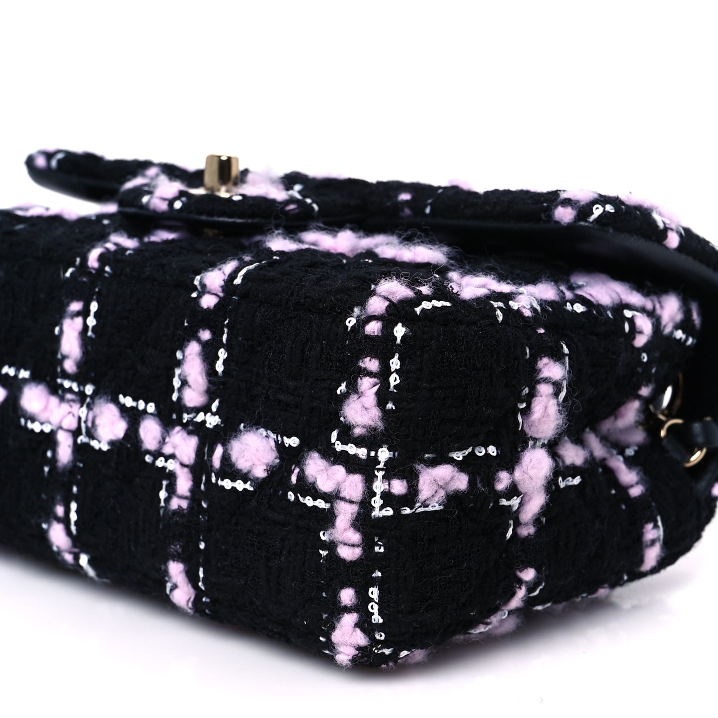 Tweed Quilted Mini Rectangular Flap Black Pink White