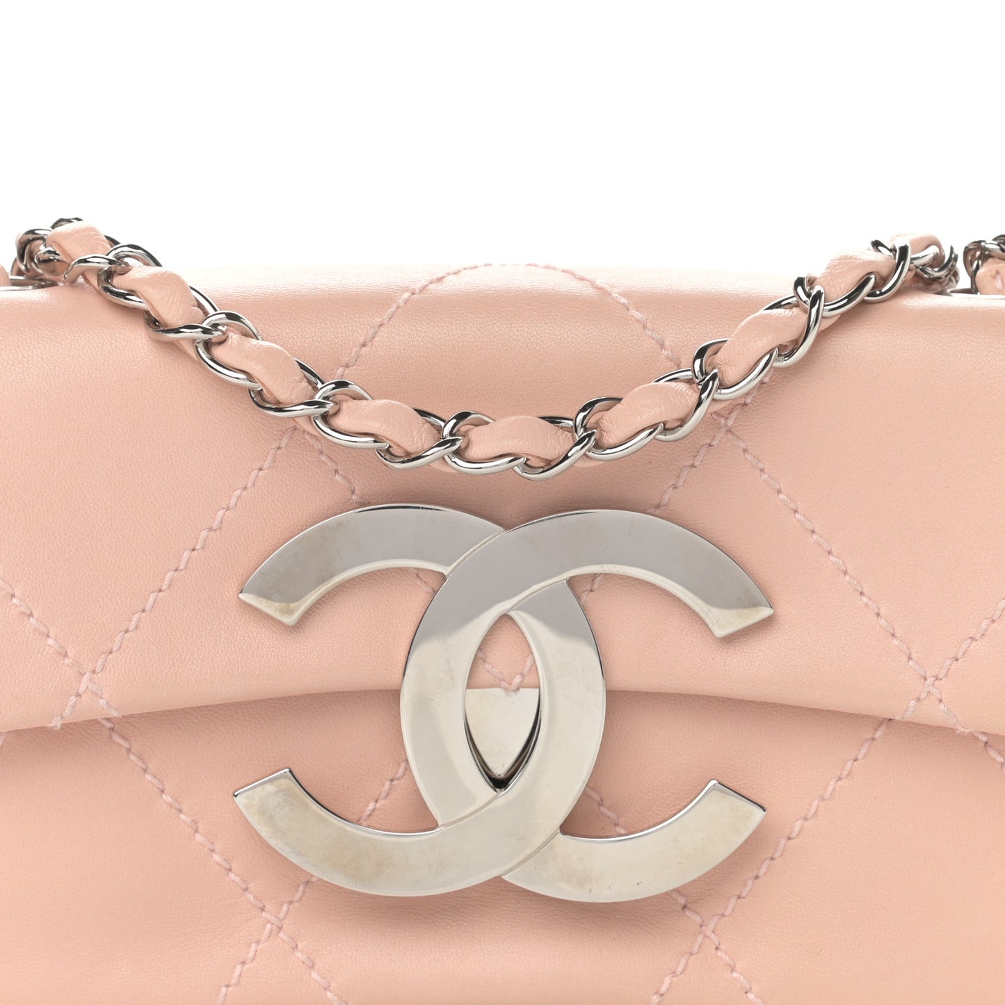 Lambskin Diamond Stitched CC Flap Pink