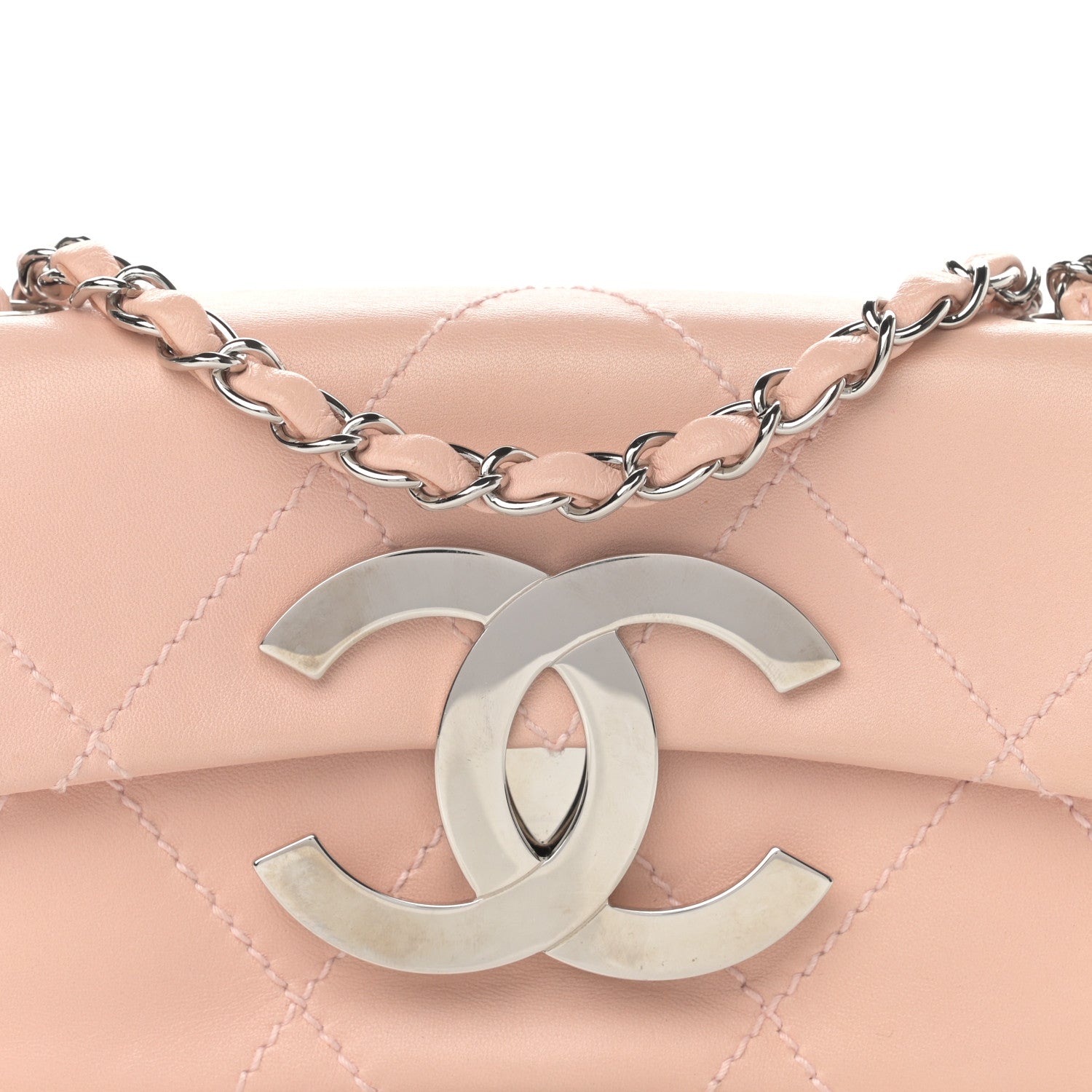 Chanel Lambskin Diamond Stitched CC Flap Pink 7 of 15