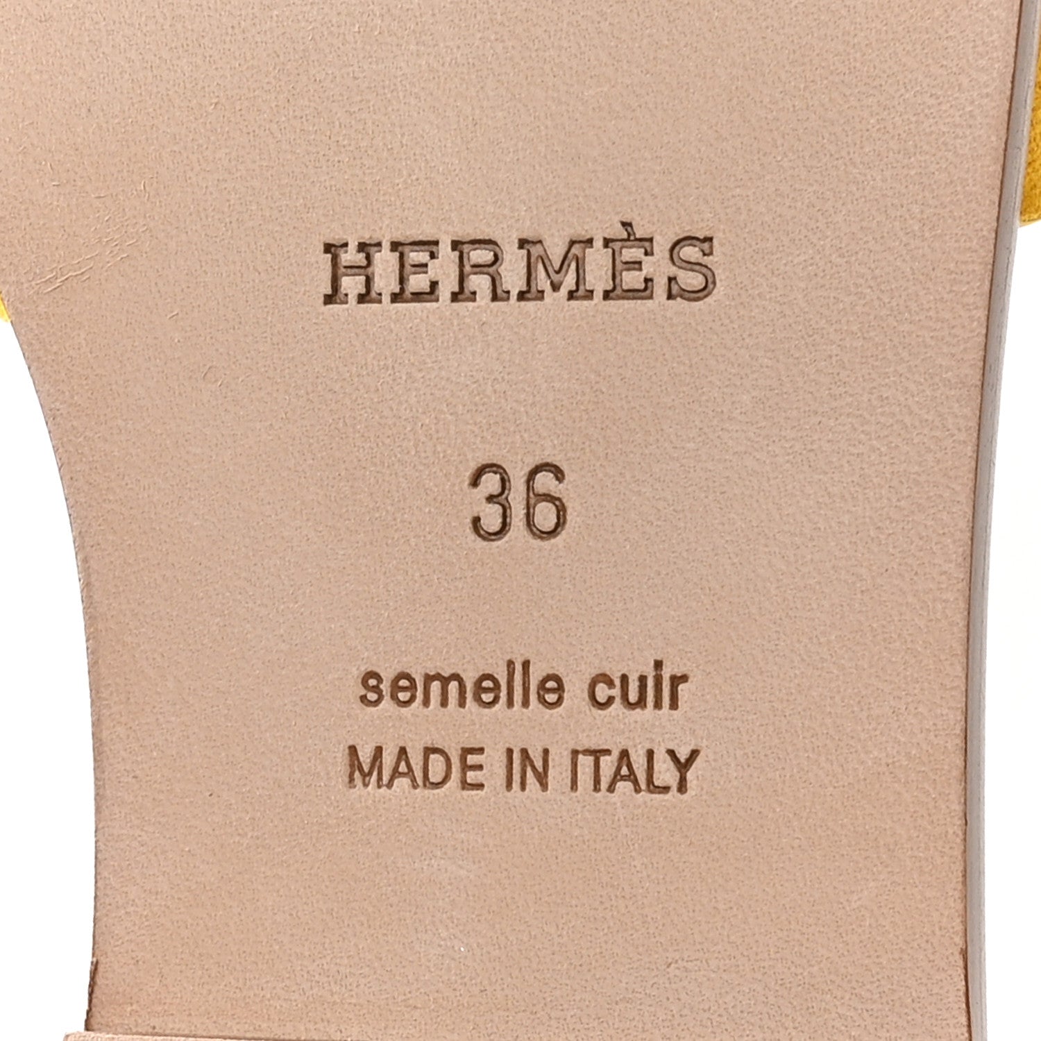 Hermes Suede Goatskin Oran Sandals 36 Jaune Bouton D'or 7 of 9