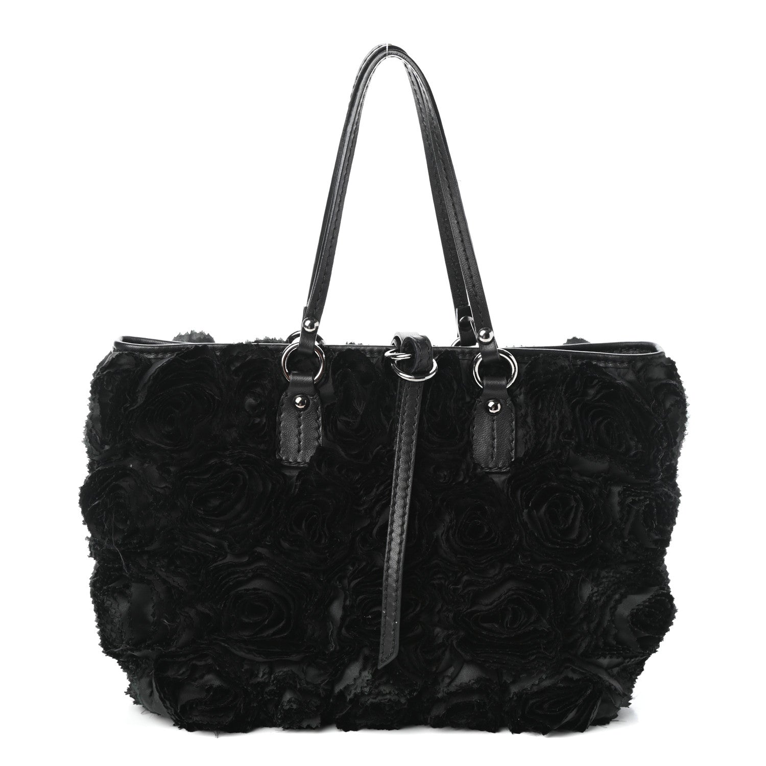 Valentino Garavani Nappa Floral Applique Tote Bag Black 1 of 9