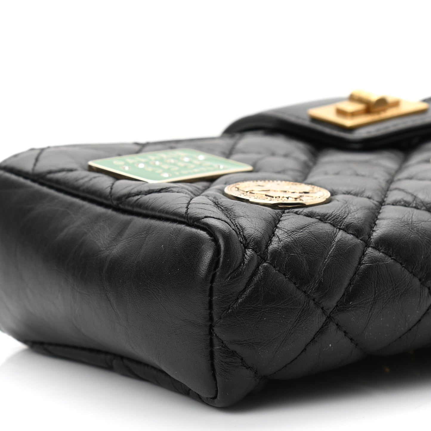 Aged Calfskin Lucky Charms 2.55 Reissue Mini Clutch With Chain Black