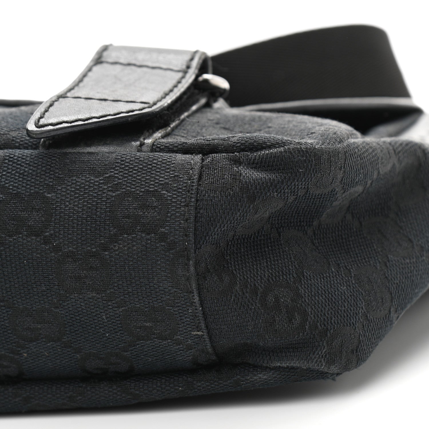 Gucci Monogram Small Double Buckle Flap Messenger Bag Black 10 of 16
