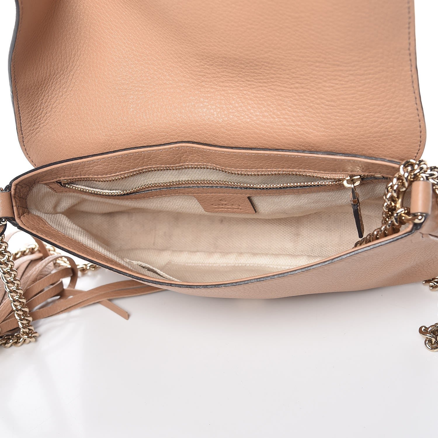 Gucci Pebbled Calfskin Medium Soho Flap Crossbody Camelia 5 of 8