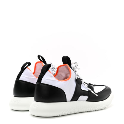 Hermes Technical Canvas Calfskin Mens Duel Sneakers 39 White Black 4 of 8
