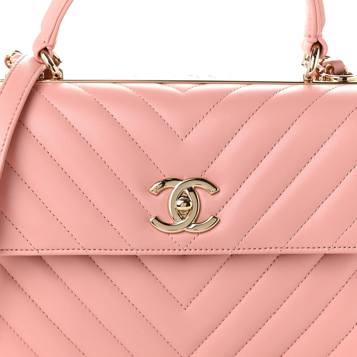 Chanel Lambskin Chevron Quilted Small Trendy CC Dual Handle Flap Bag Light Pink 7 of 10