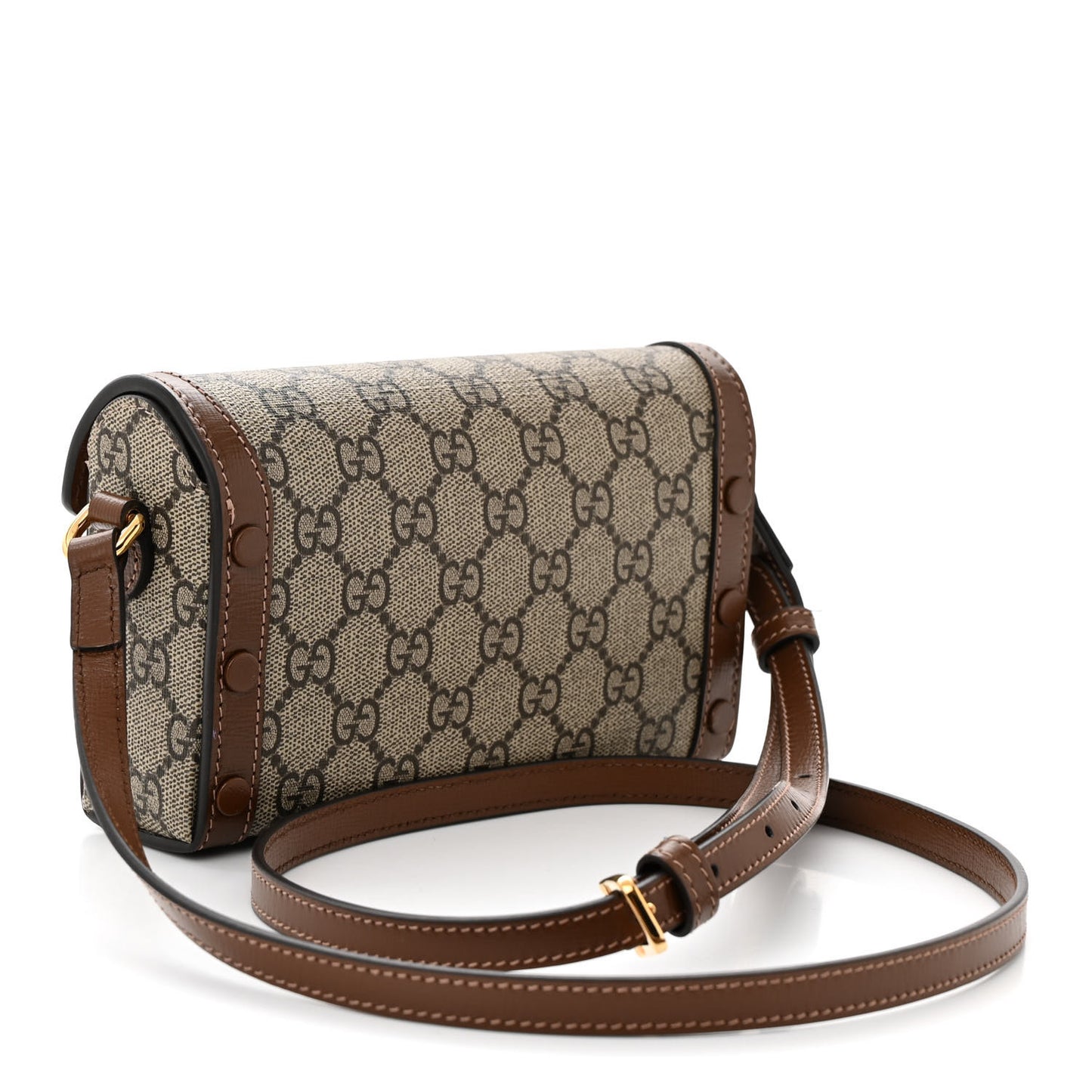 GG Supreme Monogram Mini Horsebit 1955 Shoulder Bag Beige Brown Sugar