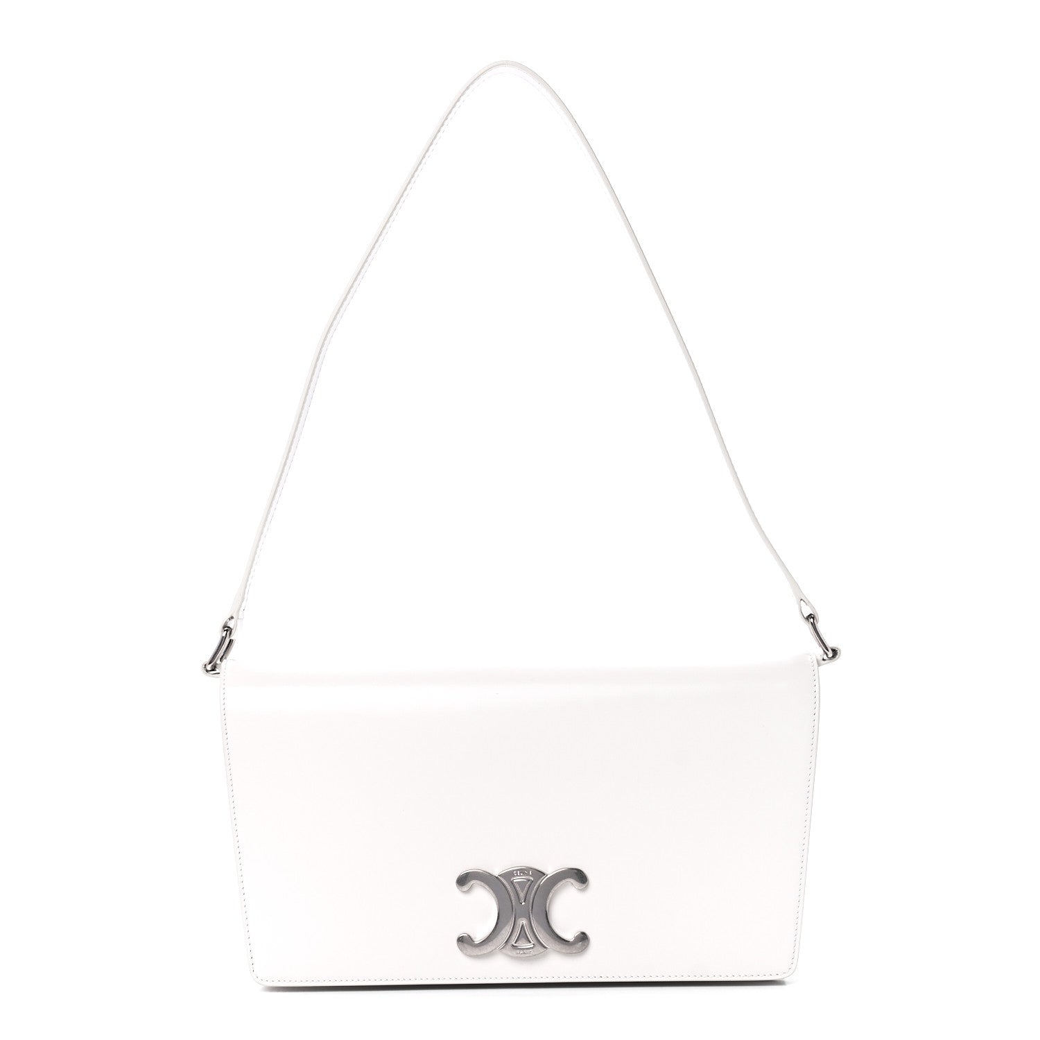 Celine Shiny Calfskin Trapeze Triomphe Bag White 1 of 12