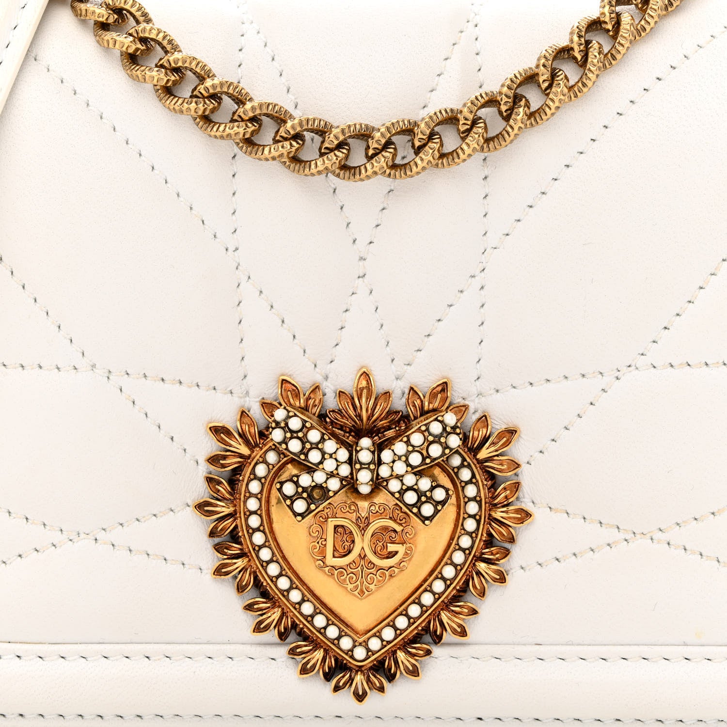 Dolce & Gabbana Calfskin Medium Devotion Crossbody Bag White 7 of 9