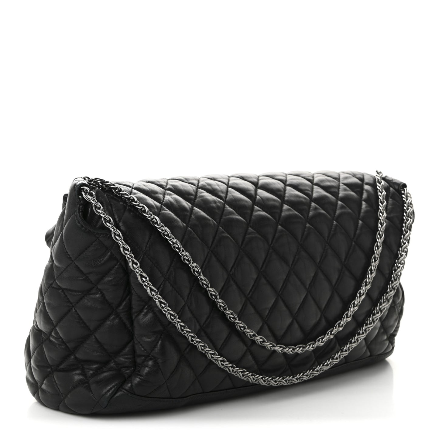 Lambskin Quilted Large Paris Moscou Red Square Bag Black